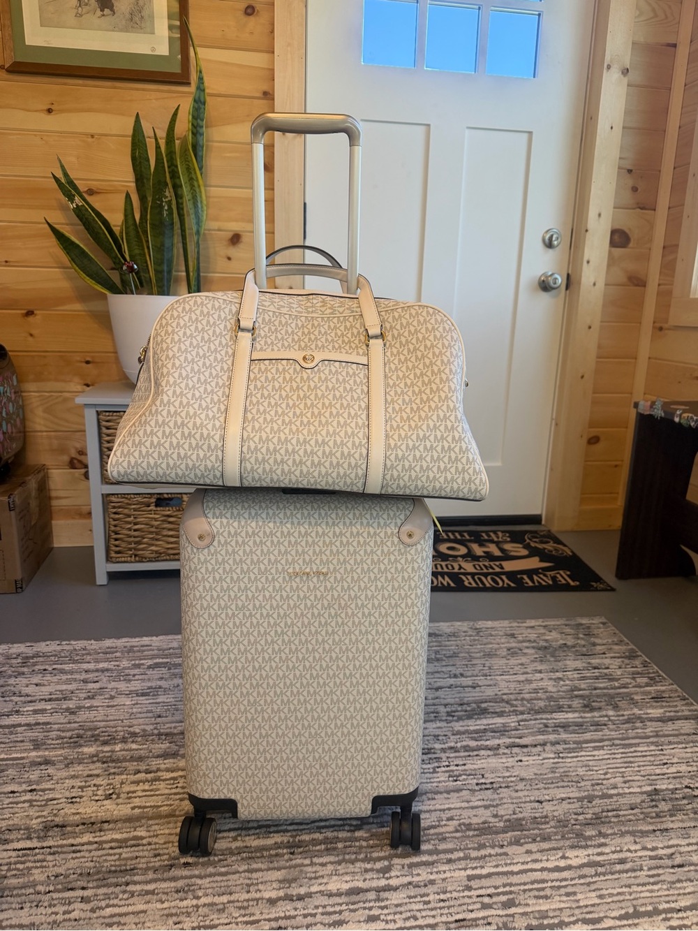 Michael Kors Cream Logo-Print Rolling Suitcase with Matching Carryall - Picture 16 of 16